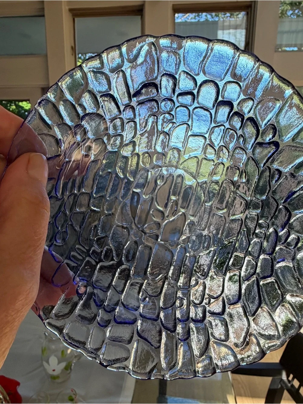 Handblown Textured Decorative Glass Bowl Purple